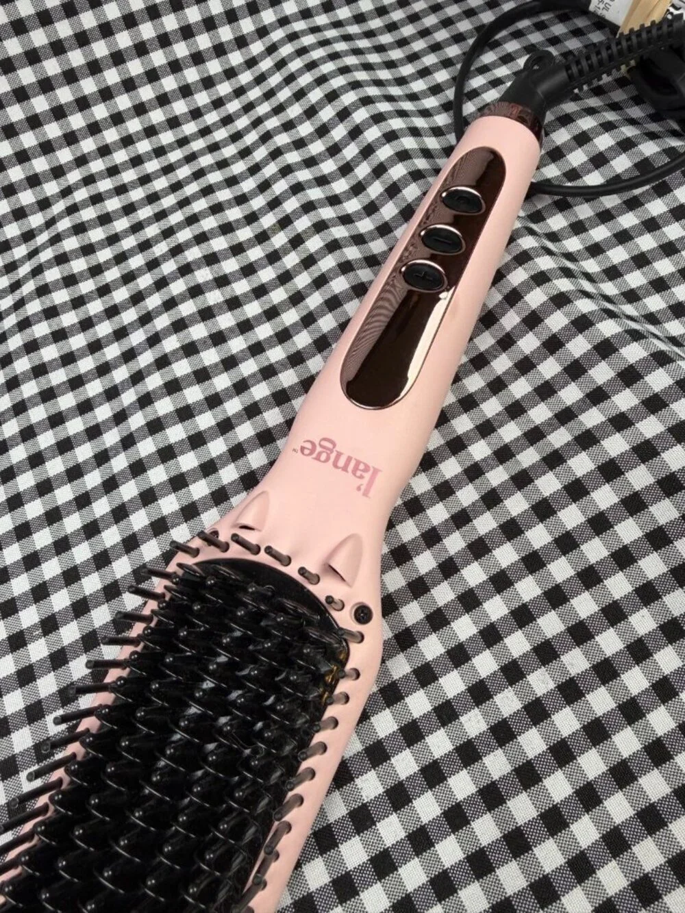 L’ange Le Vite Ceramic Straightening Brush Pink Heated Hair Straightener Ionic